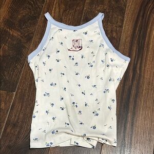 Kids Floral Camisole with Blue Trim